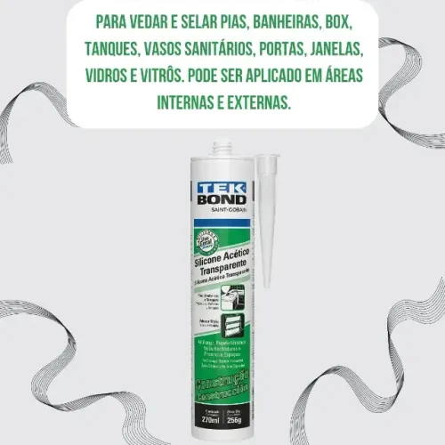 Silicone transparente Adesivo selante 256g/270ml TekBond - Novo a pronta entrega