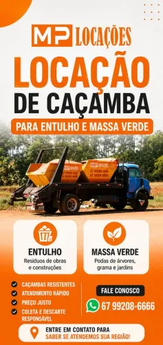 Caçamba entulho massa verde locação 