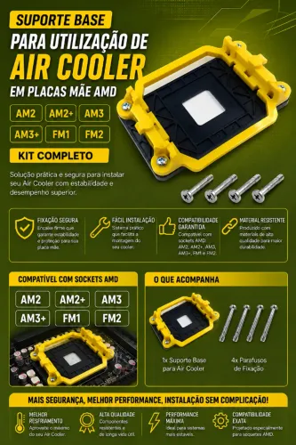 Suporte Base Para Utilização de Air Cooler em Placas Mãe AMD AM2 AM2+ AM3 AM3+ FM1 FM2 