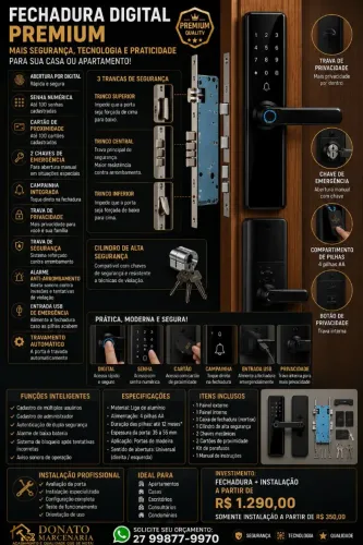 Fechadura digital inteligente premium