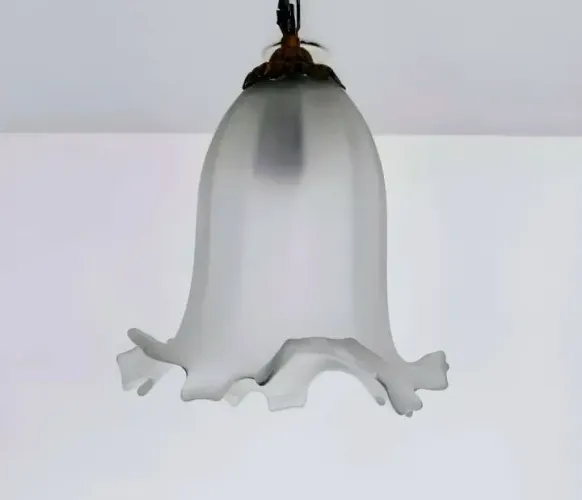 Lustre Pendente Cúpula Ambar Babado Tom Azul