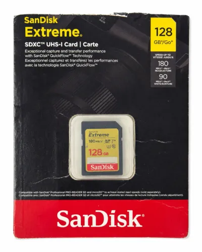Cartão SD 128GB SanDisk Extreme (Dourado) - Perfeito para 4K Open Box