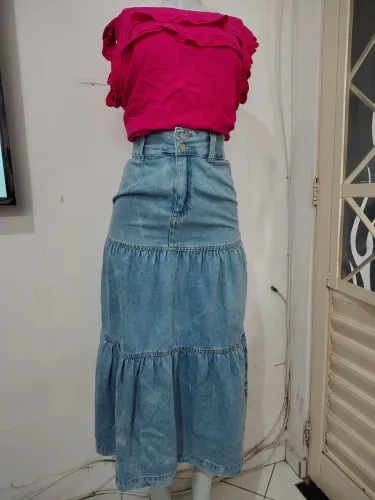 Saia longa jeans 