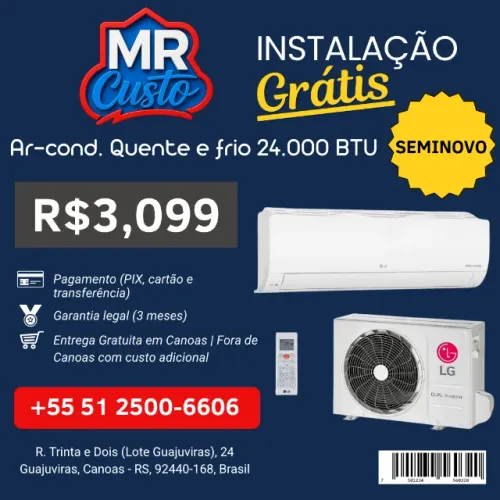 Ar-Condicionado Q/F LG 24.000 BTU | Revisado, Garantia e Instalação Grátis | MR Custo