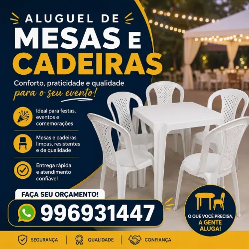 Aluguel de mesas e cadeiras 