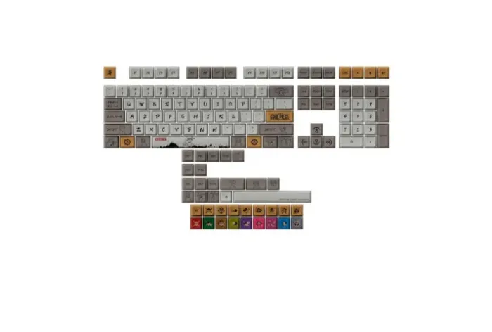 Teclas Akko para Teclado Mecânico, One Piece Calligraphy Osa, 144 Peças, ANSI, Cinza - 692