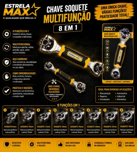 CHAVE SOQUETE MULTIFUNÇÃO 8 EM 1