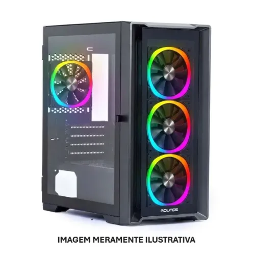 KIT Round5 Gabinete Astra Black + 4 Fans 120mm Jetta + Controladora ARGB