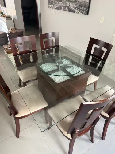 Mesa jantar com tampa giratória + aparador
