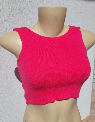 BLUSA CROPPED ROSA INFANTO JUVENIL TAMANHO ÚNICO