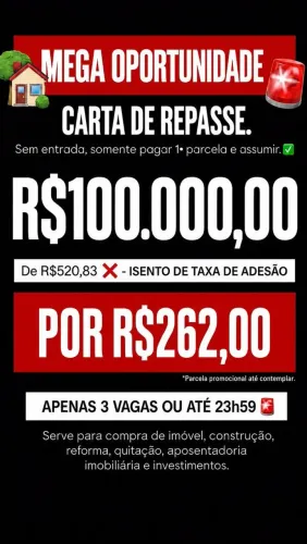 *CONSÓRCIOS SERVOPA! Carta de 100 MIL com parcelas de 280 reais!