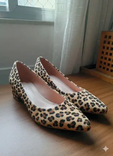 Scarpin Animal print Salto Bloco Pelo Nº 38 - Tendência!