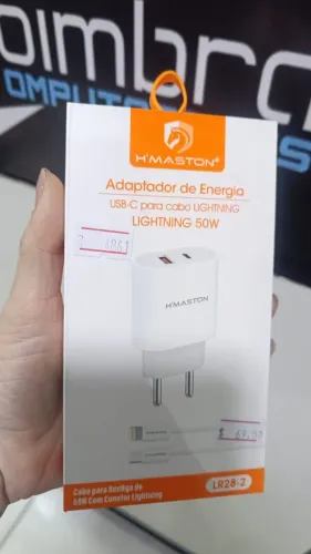Carregador + Cabo Lightning 50w Turbo Para Iphone H'maston - Rápido - Loja Coimbra Entrega