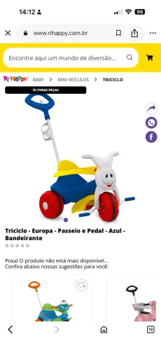 Triciclo bandeirante para bebês