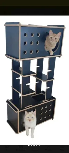 Torre pet casinha gatos 2 andares mdf resistente