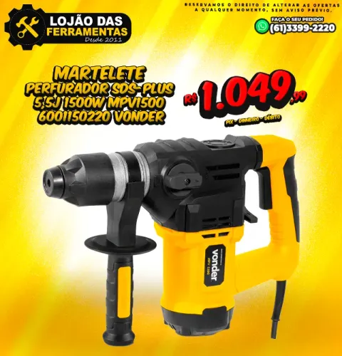 Martelete Perfurador SDS-Plus 5,5J 1500w MPV1500 Vonder