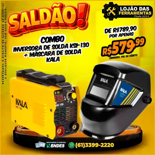 Combo Inversora de Solda Ksi-130 + Máscara de Solda Kala