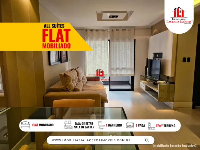 Flat Mobiliado e Reformado no Adrianópolis All Suítes - 47m² com 1 Vaga