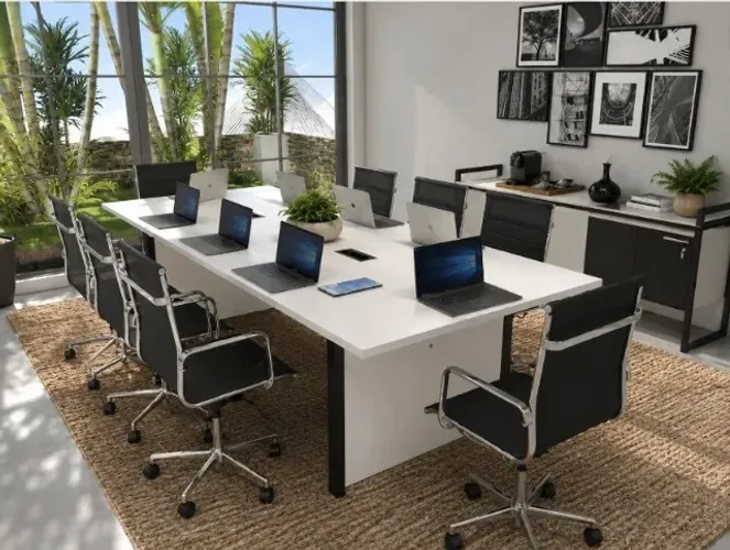 Mesa de Reunião Top White Wood. : L200cm x P90cm x A74cm
