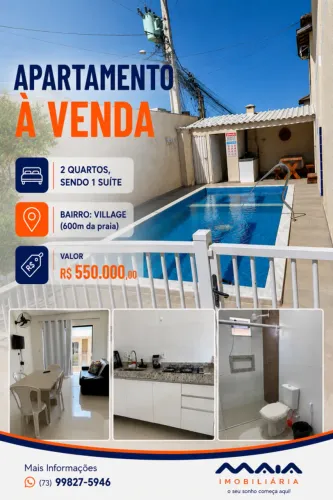 Apartamento para Venda em Porto Seguro, Village, 2 dormitórios, 2 suítes, 2 banheiros, 1 v
