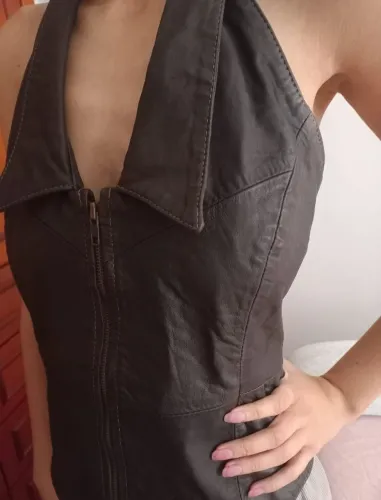 Blusa couro legítimo 