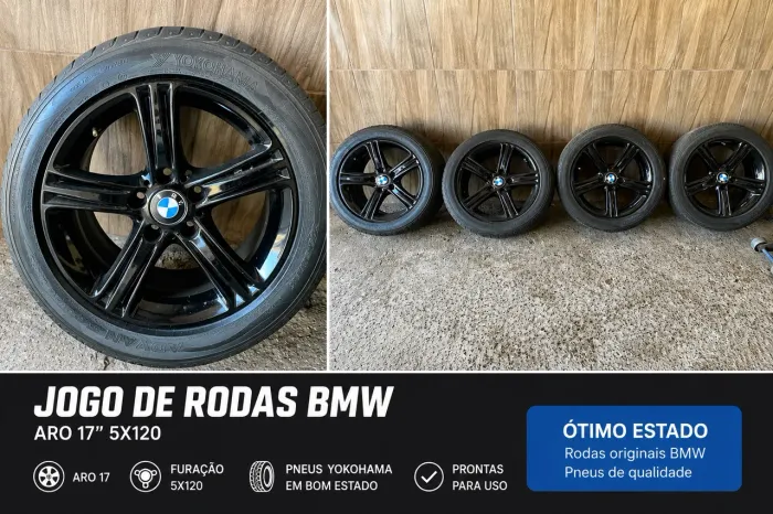 Jogo de Rodas BMW Aro 17 Original 5x120 com Pneus Yokohama