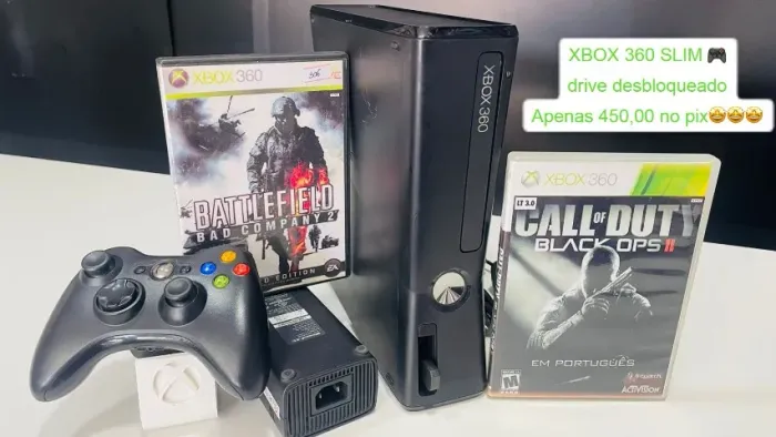 Xbox 360 slim com drive desbloqueado
