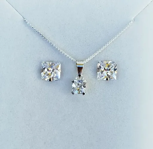 Conjunto quadrado de Prata 925