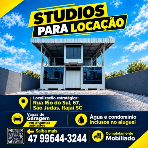 Kitnet (Studios) com mobília e eletrodomésticos.