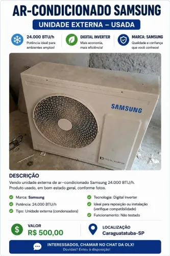 condensador de ar condicionado de 24.000 btu/h da marca Samsung