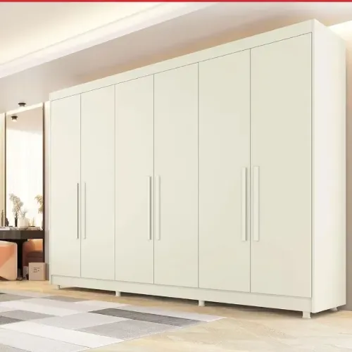 Guarda-Roupa Casal Europa Palermo 6 Portas de Bater 6 Gavetas Internas - 250cm de Largura