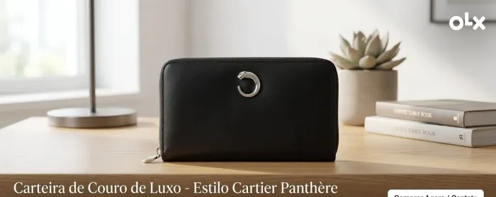 Carteira luxo Cartier Panthère de Cartier Long Wallet Couro Preta (Original)