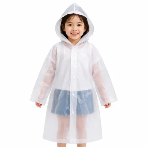 Capa de Chuva Infantil Impermeável com Capuz para Meninos e Meninas Reutilizável