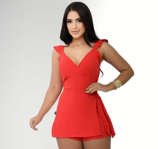 Vestido vermelho tecido crepe - tamanho único 