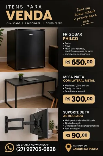 FRIGOBAR + MESA ESTUDO/TRABALHO + SUP. TvV