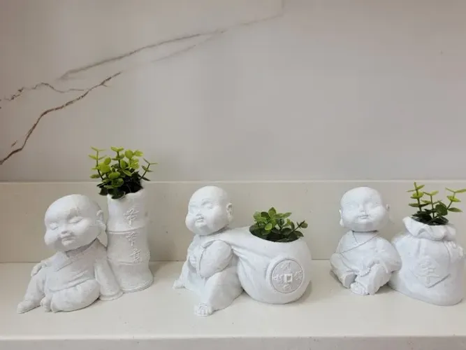 Kit 3 Vasos Decorativos Buda Cachepot Zen Minimalista Sob Encomenda