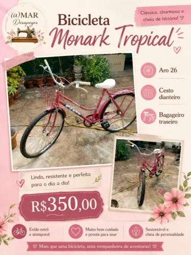 Bicicleta Monark Rosa