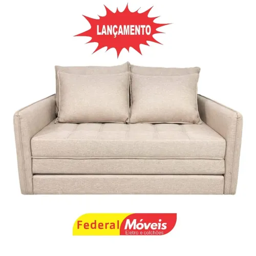 Sofá Cama Retrátil Confortável 1,55m Linho Promoção - Fazemos Entregas 