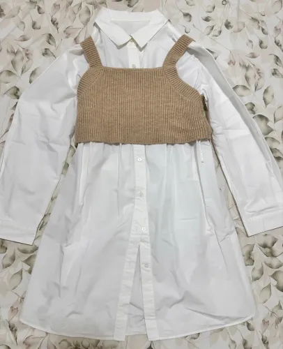 Vestido infantil Zara com colete de lã tamanho 10