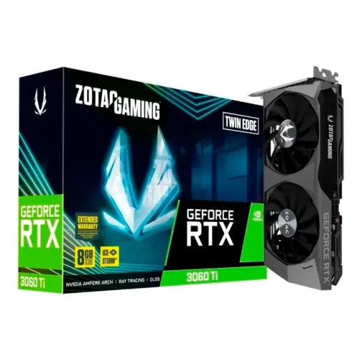 Placa Vídeo RTX 3060 Ti Twin Edge Zotac NVIDIA GeForce 8GB GDDR 14 Gbps ZT-A30610E-10MLHR
