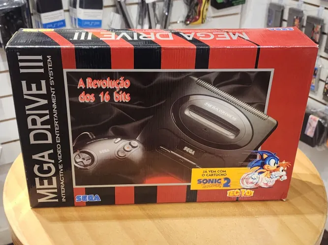 Mega Drive 3 na caixa seminovo completo