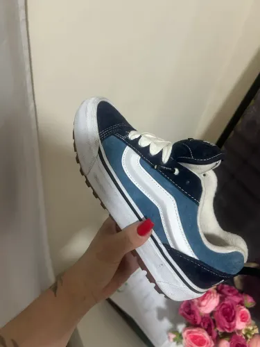 Tênis old school vans potato azul e preto número 35 impermeável