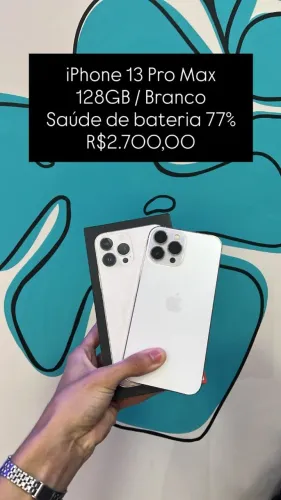 Seminovo: iPhone 13 Pro Max 128GB / Branco / Saude de Bateria 77% - Loja fisica