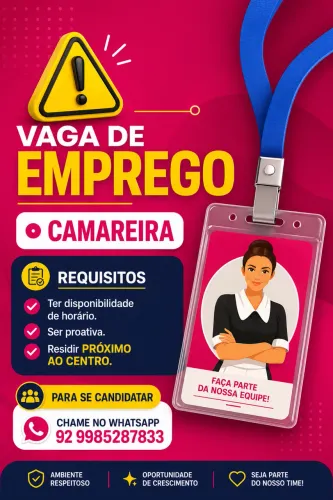 VAGA DE EMPREGO - CAMAREIRA DE HOTEL