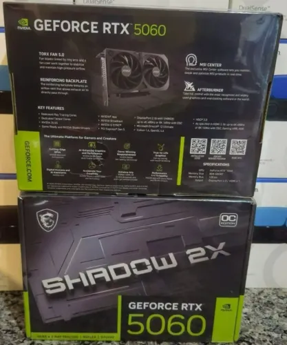placa de video msi 5060 geforce rtx shadow 2x oc 8gb nova lacrada nota e garantia