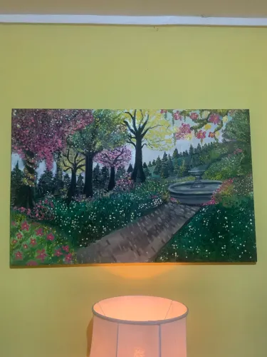 Quadro paisagem realista jardim inglês