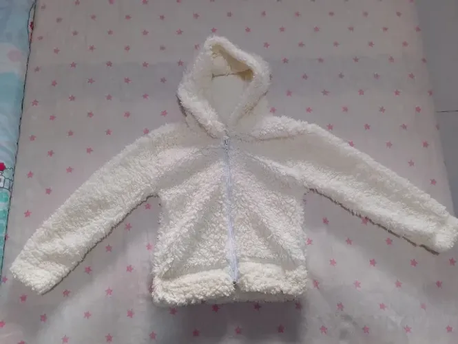Casaco de pelúcia com zíper para criança de 2 a 3 anos