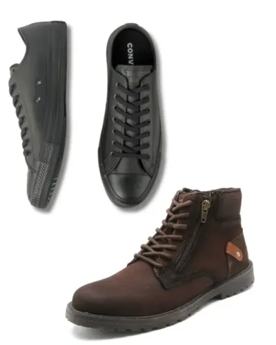 2 sapatos: Bota Winston West Coast + Tênis Chuck Taylor All Star Monochrome Preto