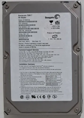 HD Seagate Barracuda 7200.7 80GB IDE/PATA 7200RPM - Usado Leia descrição