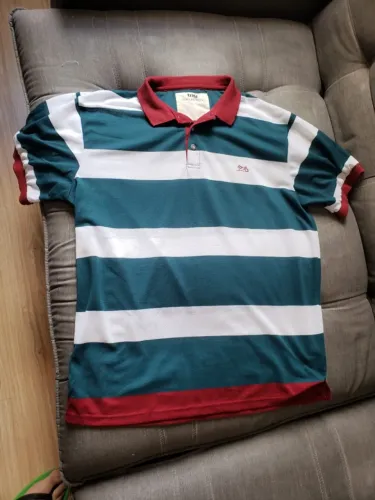 camisa polo tng collection - g - listrada verde vermelho branco